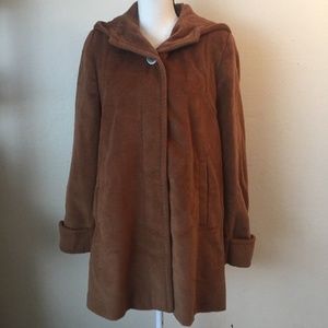Jones New York Wool Angora Brown Hooded Long Coat